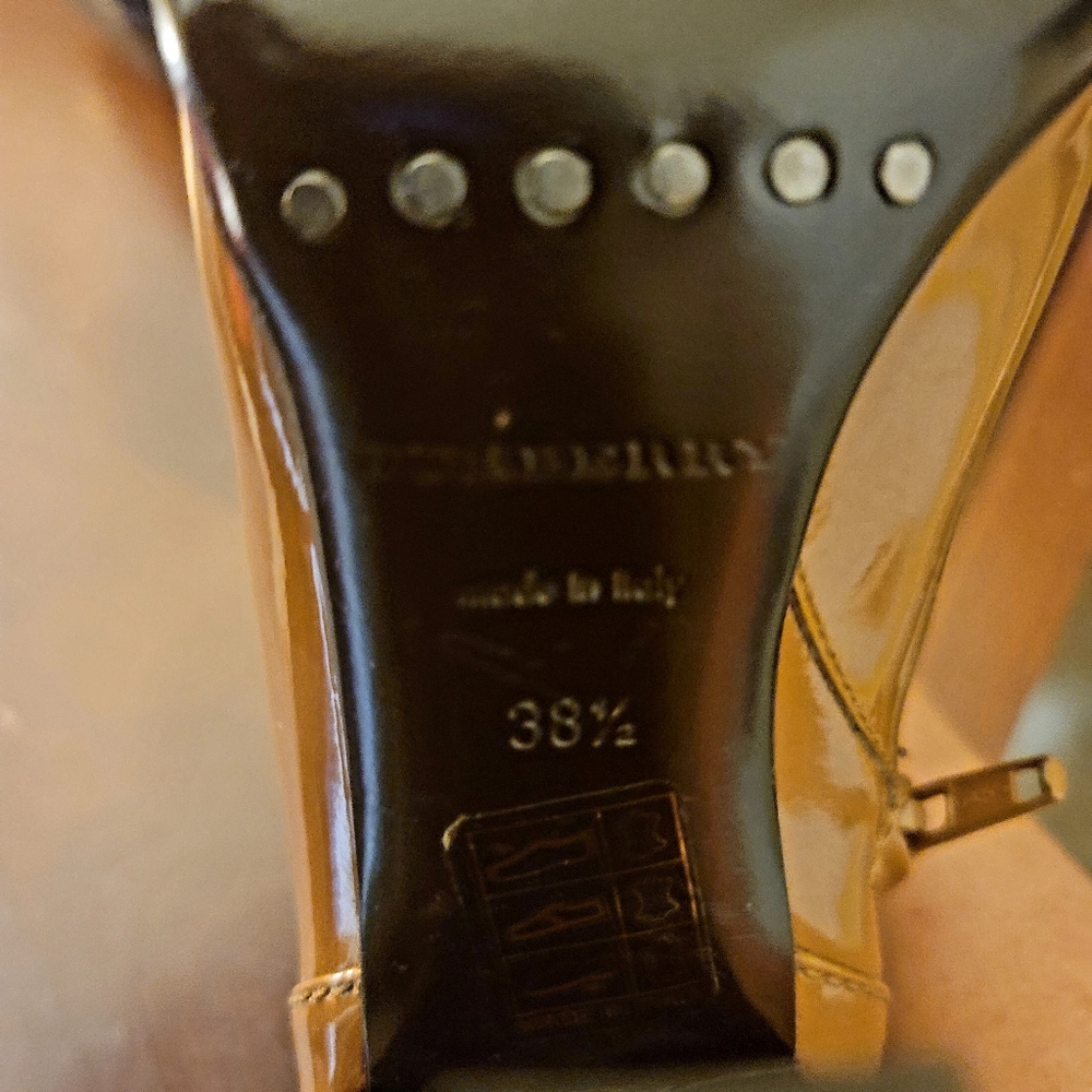 Burberry Ankle Boots Patent Brown Leather Black He - Picture 10 of 10